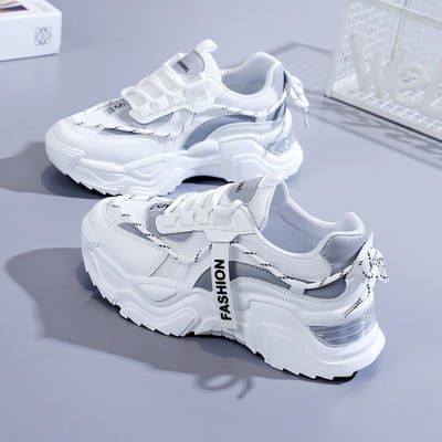 Koreaanse Versie van Daddy Shoes Dames Herfst Nieuwe Ademende Studenten Sportschoenen Dames Casual Verhoogde Schoenen 35 white