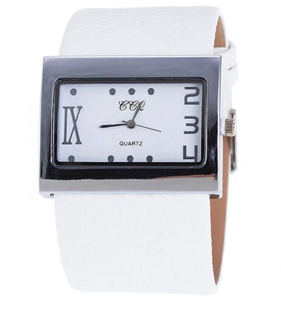 Hidzo Horloge Quartz Analoog Ø 40/31 - Wit - Kunstleer