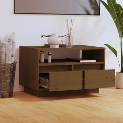 vidaXL - Tv-meubel - 60x35x37 - cm - massief - grenenhout - honingbruin