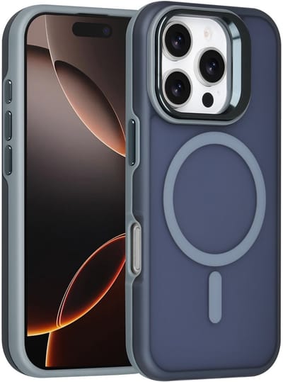 TUNIQ Back cover voor iPhone 16 Pro - MagSafe - Met Camerastand - Grijs