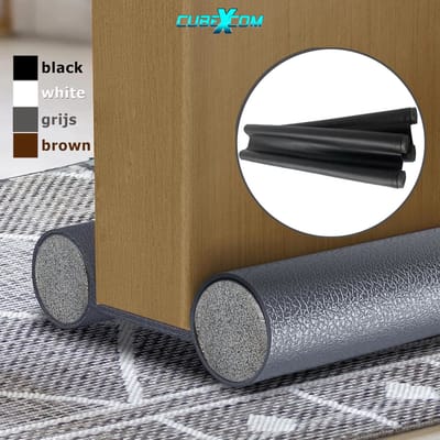 CUBEXCOM® Tochtstopper, Tochtstrips Voor Deuren, LEREN Tochtband, Tochtwering, Tochtrol, Niet klevende tochtstopper met dubbele deur onderafdichting,Effectieve Deurafdichting Tegen Koude Lucht En İnsecten, 1 STUKS, GRIJS