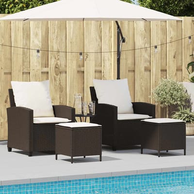 vidaXL - 4-delige - tuinbankset - met - kussens, - bruin - polyrotan