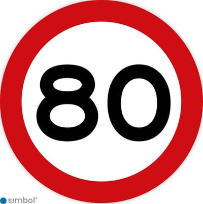 Simbol - Stickers 80 km - Maximaal 80 km/u - Duurzame Kwaliteit - Formaat ø 10 cm.