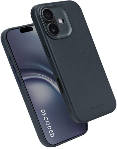DECODED Leren Hoesje voor iPhone 17 - Premium ECCO Leer - Geschikt voor MagSafe - 1,2 Meter Valbescherming - Camerabescherming - Krasbestendig - Metalen Knoppen - Blauw