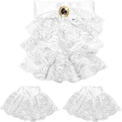 Lace Jabot Cuffs Set met Rimpelnek en Rimpelmanchetten voor Halloween, Carnaval en Cosplay Feesten