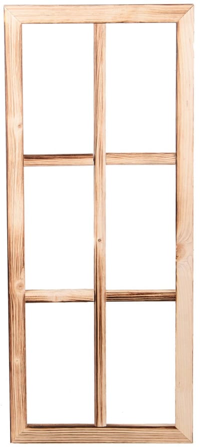 UNUS® Houten raam decoratief venster gevlamd 76x32x2 cm rustieke wanddecoratie