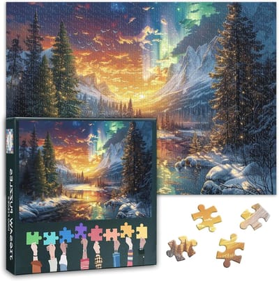 Landschapspuzzel - Winterpuzzel - Ontspannen Puzzelen - Heldere Kleuren - 1000 Stukjes - Natuurlandschap