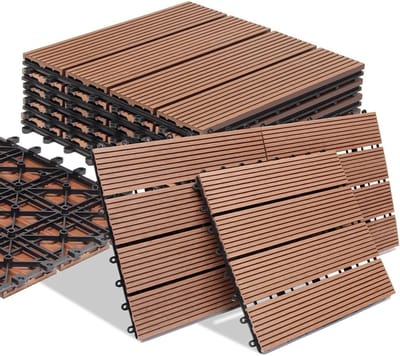 WPC Tegels - Bodemtegels Buiten - Terras Verfraaien - Snelle Klikmontage - 30x30 cm - Terracotta