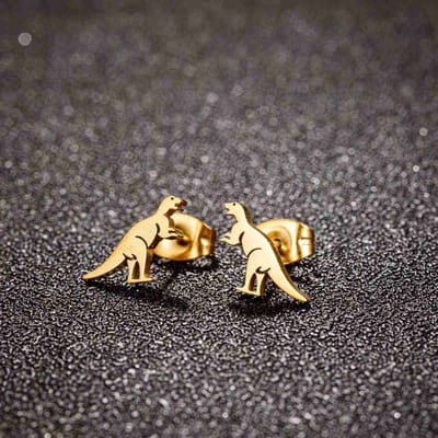 WeLoveSilver - gouden oorstekers - chirurgisch staal - dino design - 6x6 mm