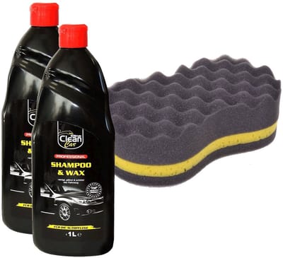 Autopoets Set - 2 Liter Elina Shampoo & Wax + Professionele 3 Lagen spons - Voor Een Glanzend Schone Auto