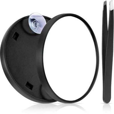 Dailygoody - Compacte reisvergrotingsspiegel - 5x vergroting - Ideaal voor make-up - Zwart - Handspiegel - Geschikt voor meerdere oppervlakken - 3,6 inch