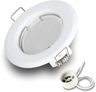 Kwazar Luminaire - Inbouwspot GU10 - LED-spot, plafondspot, inbouwspot - Inbouwframe rond met lamp GU10 7W neutraal wit 4000K - voor woonkamer, keuken, hal - RIK15 - Set wit