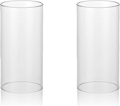 Set van 2 Cilinder Glazen Windlichten voor Stolpkaarsen (Hoge & Brede Pasvorm)