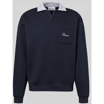 Sweatshirt met contrastkraag en Borstzak met geborduurd logo