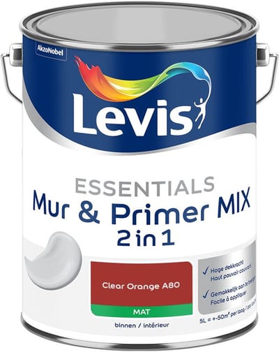 Levis - Essentials Mur & Primer Mix - Clear Orange A80 - Mengverf - 5 L