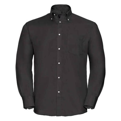 Russell Collection Heren Ultimate Formeel Overhemd Met Lange Mouwen (Zwart)