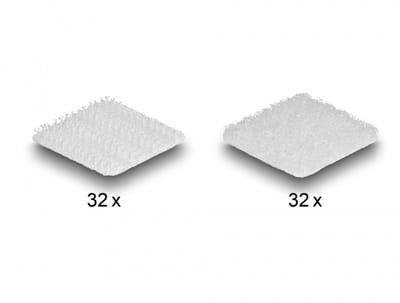 Klittenband haak-en-lus dots, vierkant, zelfklevend, 64 stuks wit