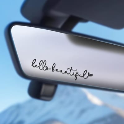 Dailygoods- Achteruitkijkspiegelstickers - Zelfklevende Stickers - Autoaccessoires - Positiviteitsstickers - Vinyl Stickers - 4 Stuks (10 x 2,5 cm) - Autostickers