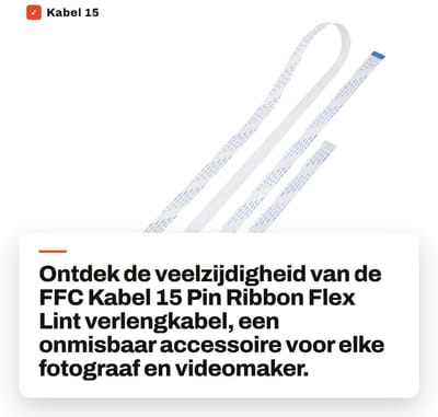 Dailygoods- FFC Kabel 15 Pin - Verlengkabel - Ribbon Lint - Flexibel - Industrieel - Hoge kwaliteit - Flexkabel