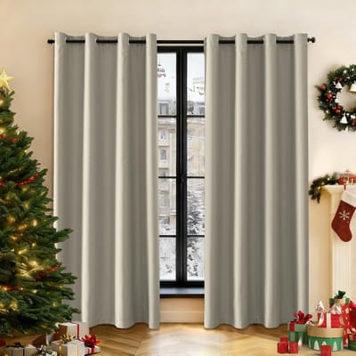 Akoestisch gordijn - Beige - 140 x 280 cm - Thermisch Verduisterend Polyester - Set van 2 Panelen voor Woonkamer en Slaapkamer