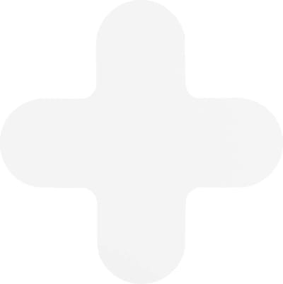 Kruis (X-stuk) Wit 290 x 290 mm - vloersticker met vlakke toplaag