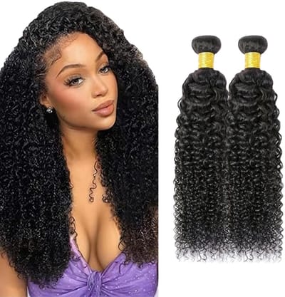 Menselijk Haar Bundels - Natuurlijk Zwart Haar - Haarverlenging - Kinky Krullend - 34 Inch - Natuurlijk Zwart