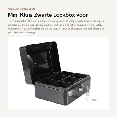 Dailygoods- Kluis Brandwerend - Kluisje met Cijferslot - Geldkluis - Kluis met Sleutel - Mini Kluis - Stalen Beveiligingsbox 15x12x7.5 cm - Veiligheidsbox