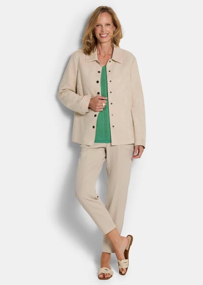 Overhemdjasje in suèdelook - beige - Gr. 38 van Goldner Fashion