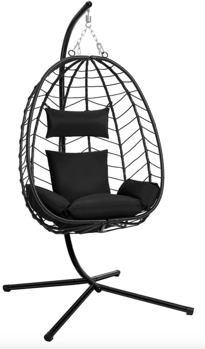 J&R Hangstoel - Stoel - Hangfauteuil - Lounge stoel - Zwevende stoel - Nest stoel - Hangstoel met standaard - Antraciet