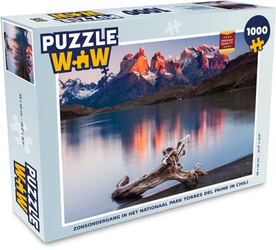 Puzzel Zonsondergang in het Nationaal park Torres del Paine in Chili - Legpuzzel - Puzzel 1000 stukjes volwassenen