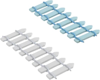 Set van 18 Miniatuur Tuinhekken 10 x 3 cm, Decoratie voor Tuin en DIY Projecten, Houten Hekken in Wit en Blauw