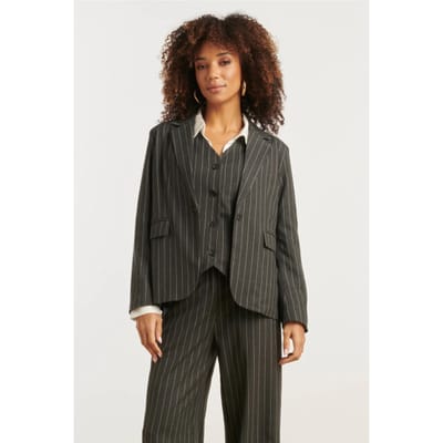 Smashed Lemon Grijs en wit pinstriped blazer |