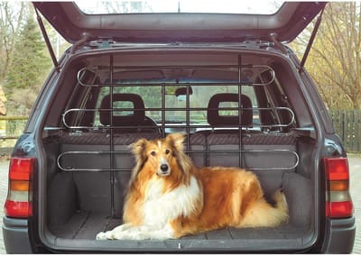 Autohekje verstelbaar voor honden - 90-140 cm breed, 65-110 cm hoog - zwart-zilver