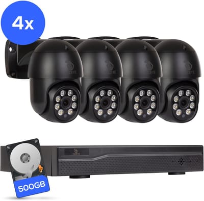Teceye Compleet Camera Beveiliging Set met 4x PTZ POE Camera - Beveiligingscamera - Beveiligingscamera binnen - Beveiligingscamera buiten - CCTV Camera systeem - Beveiligingscamera set - Bewakingscamera set
