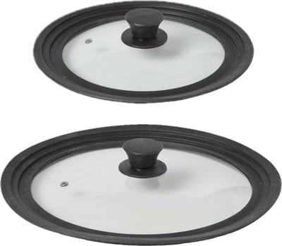 Set van 2x stuks universele glazen pannendeksels met siliconen rand 22-24-26 en 28-30-32 cm