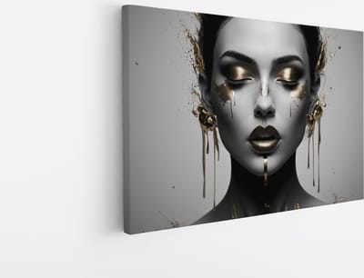 Saammp Canvas Schilderij - Goude details - Vrouw - abstract - 30x20 - Foto op canvas - Wanddecoratie - Muurdecoratie Woonkamer - Slaapkamer decoratie - Canvas Print