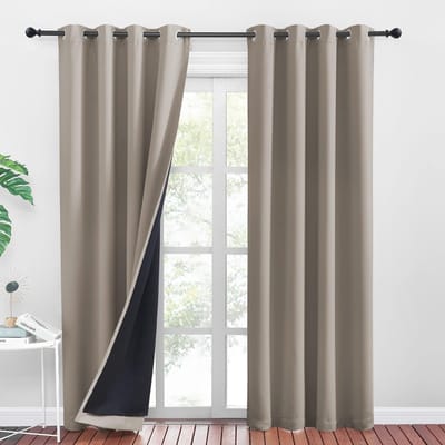 Dailygoods- Verduisteringsgordijn 100% verduisterend - Set van 2 - 245 x 140 cm - Zware stof - Thermogordijnen met ringen - Bescherming tegen kou - Gordijnen