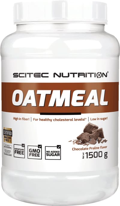 Scitec Nutrition® - Oatmeal (1500 gram - Chocolate Praline) - Cacao - 10 doseringen - havermout - oats - havermoutmix - havervlokken - havermeel - poeder - ontbijtgranen