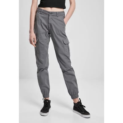 Urban Classics - High Waist Cargobroek - Taille, 27 inch - Grijs