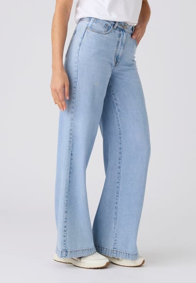 Damart - Broek wijde pijpen katoen Lyocell Tencel(TM) - Dames - Blauw - 52