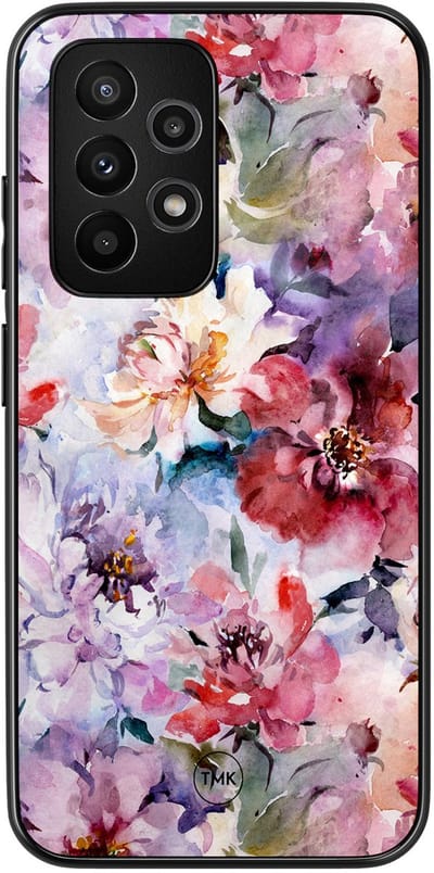 Hoesje geschikt voor Samsung Galaxy A53 - Bloemen acryl - Blauw - TPU case - Bloemen - Hardcase zwart telefoonhoesje