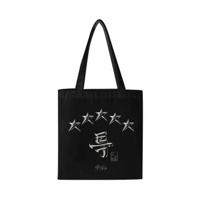 Kpop Idol Group Stray Kids 5-STAR Non-woven Canvas bags Zwart met ster variant 2 [Schoudertas]