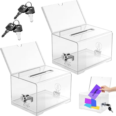 Transparante Acryldispenserbox met Sleutel - Afsluitbare Stembus voor Geld, Stemmen en Visitekaartjes Verzamelingen