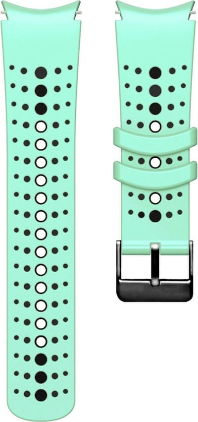 Siliconen bandje - geschikt voor Samsung Galaxy Watch 7 / Watch FE / Watch 6 / Watch 6 Classic / Watch 5 / Watch 5 Pro / Watch 4 / Watch 4 Classic - mintgroen-zwart