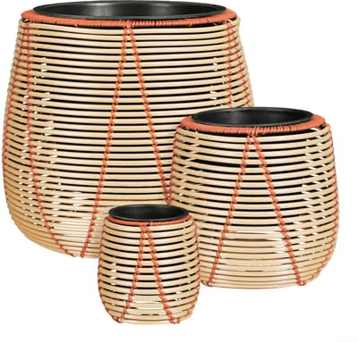 Mica Decorations Cancun Bloempot – Set van 3 – Plantenpot voor Bloemen en Kamerplanten – Bloempotten voor Buiten – Gerecycled Plastic – Beige