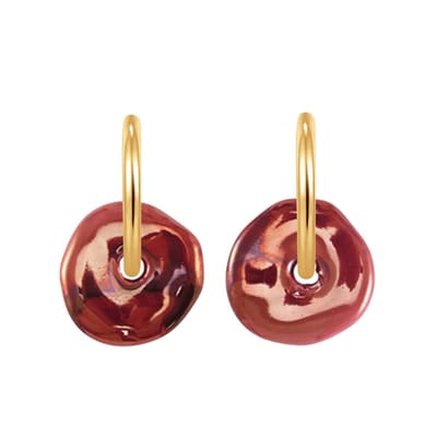 Planet Pink - Hoop oorbellen red mamba goud - Stainless Steel - Roestvrij Staal rvs - Waterproof