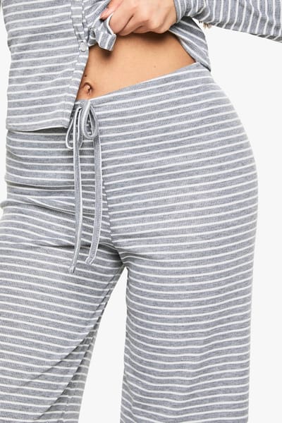 boohoo Dames Stripe Minimalistische Tailleband Broek met Rechte Pijpen | Grijs | Maat: 38