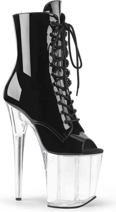 Pleaser - FLAMINGO-1021 Plateau Laarzen, Paaldans schoenen - Paaldans schoenen - 35 Shoes - Zwart