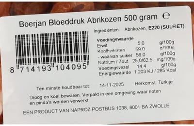 Boerjan Abrikozen Bloeddruk - 500 gr