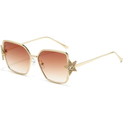 Nieuwste Luxe Oversized Vierkante Dames Zonnebril Vijfpuntige Ster Diamant Ontwerp Modieuze Buiten Mannen Zon Zonnebril UV Bescherming 400 as  picture